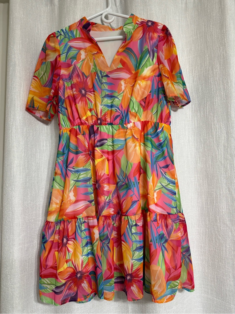 Floral large boutique Pink Tiered Casual Dress
